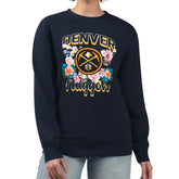 Denver Nuggets G-III 4Her by Carl Banks Women's Flowers Team Logo Graphic Fleece Crewneck Pullover Sweatshirt Navy - NBA