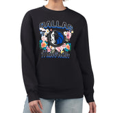 Dallas Mavericks G-III 4Her by Carl Banks Women's Flowers Team Logo Graphic Fleece Crewneck Pullover Sweatshirt Black - NBA