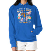 New York Knicks G-III 4Her by Carl Banks Women's Flowers Team Logo Graphic Fleece Pullover Hoodie Blue - NBA