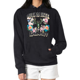 Milwaukee Bucks G-III 4Her by Carl Banks Women's Flowers Team Logo Graphic Fleece Pullover Hoodie Black - NBA