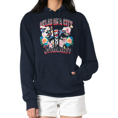 Oklahoma City Thunder G-III 4Her by Carl Banks Women's Flowers Team Logo Graphic Fleece Pullover Hoodie Navy - NBA