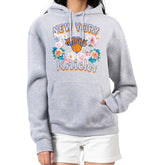 New York Knicks G-III 4Her by Carl Banks Women's Flowers Team Logo Graphic Fleece Pullover Hoodie Heather Gray - NBA