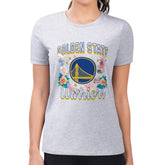 Golden State Warriors G-III 4Her by Carl Banks Women's Super-Slim Fit Lightweight Flowers Team Logo Graphic T-Shirt Heather Gray - NBA