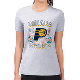 Indiana Pacers G-III 4Her by Carl Banks Women's Super-Slim Fit Lightweight Flowers Team Logo Graphic T-Shirt Heather Gray - NBA