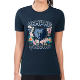 Memphis Grizzlies G-III 4Her by Carl Banks Women's Super-Slim Fit Lightweight Flowers Team Logo Graphic T-Shirt Navy - NBA