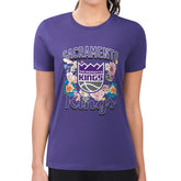 Sacramento Kings G-III 4Her by Carl Banks Women's Super-Slim Fit Lightweight Flowers Team Logo Graphic T-Shirt Purple - NBA