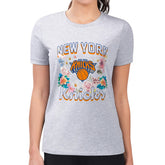 New York Knicks G-III 4Her by Carl Banks Women's Super-Slim Fit Lightweight Flowers Team Logo Graphic T-Shirt Heather Gray - NBA