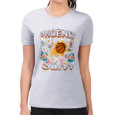 Phoenix Suns G-III 4Her by Carl Banks Women's Super-Slim Fit Lightweight Flowers Team Logo Graphic T-Shirt Heather Gray - NBA
