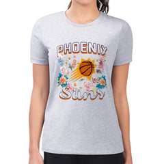 Phoenix Suns G-III 4Her by Carl Banks Women's Super-Slim Fit Lightweight Flowers Team Logo Graphic T-Shirt Heather Gray - NBA
