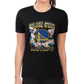 Golden State Warriors G-III 4Her by Carl Banks Women's Super-Slim Fit Lightweight Flowers Team Logo Graphic T-Shirt Black - NBA