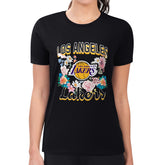 Los Angeles Lakers G-III 4Her by Carl Banks Women's Super-Slim Fit Lightweight Flowers Team Logo Graphic T-Shirt Black - NBA