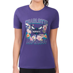 Charlotte Hornets G-III 4Her by Carl Banks Women's Super-Slim Fit Lightweight Flowers Team Logo Graphic T-Shirt Purple - NBA