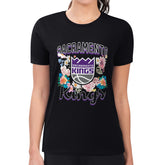 Sacramento Kings G-III 4Her by Carl Banks Women's Super-Slim Fit Lightweight Flowers Team Logo Graphic T-Shirt Black - NBA