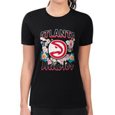Atlanta Hawks G-III 4Her by Carl Banks Women's Super-Slim Fit Lightweight Flowers Team Logo Graphic T-Shirt Black - NBA