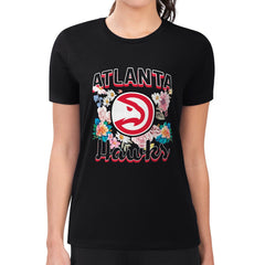 Atlanta Hawks G-III 4Her by Carl Banks Women's Super-Slim Fit Lightweight Flowers Team Logo Graphic T-Shirt Black - NBA
