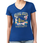 Golden State Warriors G-III 4Her by Carl Banks Women's Super-Slim Fit Lightweight Flowers Team Logo Graphic V-Neck T-Shirt Royal - NBA