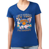 New York Knicks G-III 4Her by Carl Banks Women's Super-Slim Fit Lightweight Flowers Team Logo Graphic V-Neck T-Shirt Blue - NBA