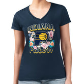 Indiana Pacers G-III 4Her by Carl Banks Women's Super-Slim Fit Lightweight Flowers Team Logo Graphic V-Neck T-Shirt Navy - NBA