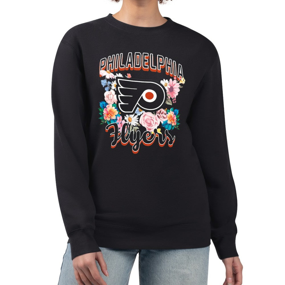 Philadelphia Flyers G-III 4Her by Carl Banks Women's Flower Logo Pullover Sweatshirt - Black - NHL