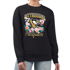 Pittsburgh Penguins G-III 4Her by Carl Banks Women's Flower Logo Pullover Sweatshirt - Black - NHL