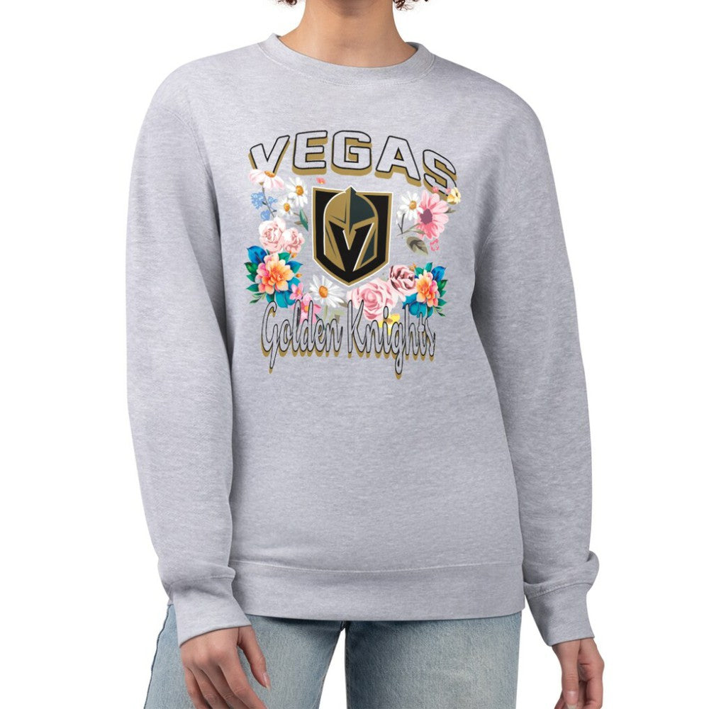 Vegas Golden Knights G-III 4Her by Carl Banks Women's Flower Logo Pullover Sweatshirt - Heather Gray - NHL