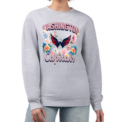 Washington Capitals G-III 4Her by Carl Banks Women's Flower Logo Pullover Sweatshirt - Heather Gray - NHL