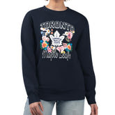 Toronto Maple Leafs G-III 4Her by Carl Banks Women's Flower Logo Pullover Sweatshirt - Navy - NHL