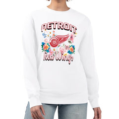 Detroit Red Wings G-III 4Her by Carl Banks Women's Flower Logo Pullover Sweatshirt - White - NHL