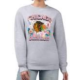 Chicago Blackhawks G-III 4Her by Carl Banks Women's Flower Logo Pullover Sweatshirt - Heather Gray - NHL