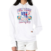 New York Rangers G-III 4Her by Carl Banks Women's Flower Logo Pullover Hoodie - White - NHL