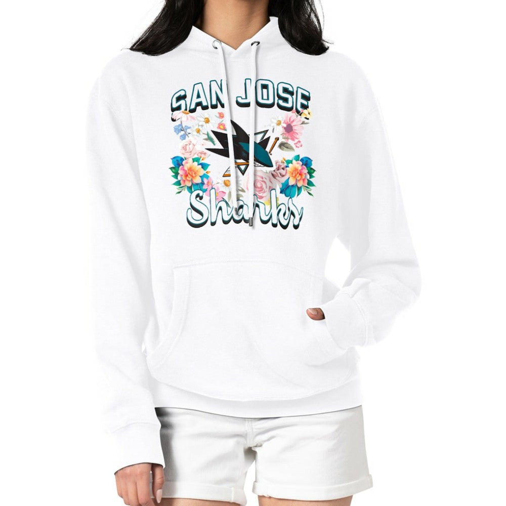 San Jose Sharks G-III 4Her by Carl Banks Women's Flower Logo Pullover Hoodie - White - NHL