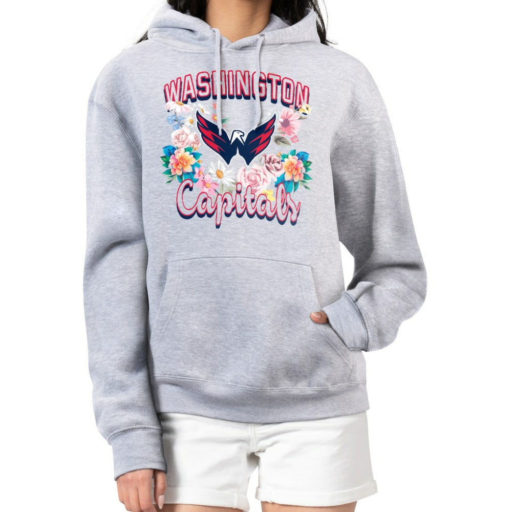 Washington Capitals G-III 4Her by Carl Banks Women's Flower Logo Pullover Hoodie - Heather Gray - NHL