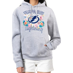 Tampa Bay Lightning G-III 4Her by Carl Banks Women's Flower Logo Pullover Hoodie - Heather Gray - NHL