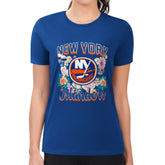 New York Islanders G-III 4Her by Carl Banks Women's Super-Slim Fit Lightweight Flower Logo T-Shirt - Royal - NHL