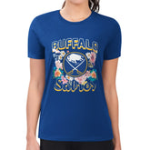 Buffalo Sabres G-III 4Her by Carl Banks Women's Super-Slim Fit Lightweight Flower Logo T-Shirt - Royal - NHL