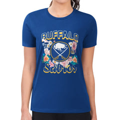 Buffalo Sabres G-III 4Her by Carl Banks Women's Super-Slim Fit Lightweight Flower Logo T-Shirt - Royal - NHL