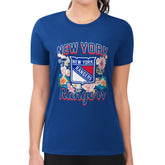 New York Rangers G-III 4Her by Carl Banks Women's Super-Slim Fit Lightweight Flower Logo T-Shirt - Blue - NHL