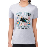 San Jose Sharks G-III 4Her by Carl Banks Women's Super-Slim Fit Lightweight Flower Logo T-Shirt - Heather Gray - NHL