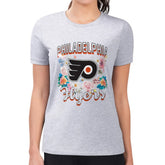 Philadelphia Flyers G-III 4Her by Carl Banks Women's Super-Slim Fit Lightweight Flower Logo T-Shirt - Heather Gray - NHL