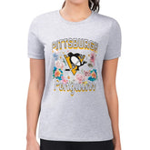 Pittsburgh Penguins G-III 4Her by Carl Banks Women's Super-Slim Fit Lightweight Flower Logo T-Shirt - Heather Gray - NHL