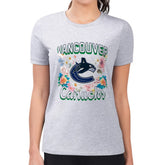 Vancouver Canucks G-III 4Her by Carl Banks Women's Super-Slim Fit Lightweight Flower Logo T-Shirt - Heather Gray - NHL