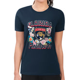 Florida Panthers G-III 4Her by Carl Banks Women's Super-Slim Fit Lightweight Flower Logo T-Shirt - Navy - NHL