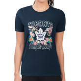 Toronto Maple Leafs G-III 4Her by Carl Banks Women's Super-Slim Fit Lightweight Flower Logo T-Shirt - Navy - NHL