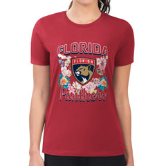 Florida Panthers G-III 4Her by Carl Banks Women's Super-Slim Fit Lightweight Flower Logo T-Shirt - Red - NHL