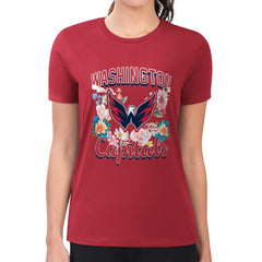 Washington Capitals G-III 4Her by Carl Banks Women's Super-Slim Fit Lightweight Flower Logo T-Shirt - Red - NHL