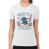 Seattle Kraken G-III 4Her by Carl Banks Women's Super-Slim Fit Lightweight Flower Logo T-Shirt - White - NHL