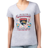Florida Panthers G-III 4Her by Carl Banks Women's Super-Slim Fit Lightweight Flower Logo V-Neck T-Shirt - Heather Gray - NHL