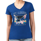 St. Louis Blues G-III 4Her by Carl Banks Women's Super-Slim Fit Lightweight Flower Logo V-Neck T-Shirt - Blue - NHL