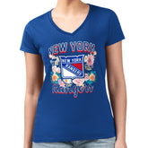 New York Rangers G-III 4Her by Carl Banks Women's Super-Slim Fit Lightweight Flower Logo V-Neck T-Shirt - Blue - NHL