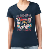 Florida Panthers G-III 4Her by Carl Banks Women's Super-Slim Fit Lightweight Flower Logo V-Neck T-Shirt - Navy - NHL